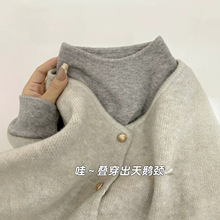复古慵懒圆领针织马甲开衫女春季秋冬软糯叠穿内搭立领毛衣打底衫