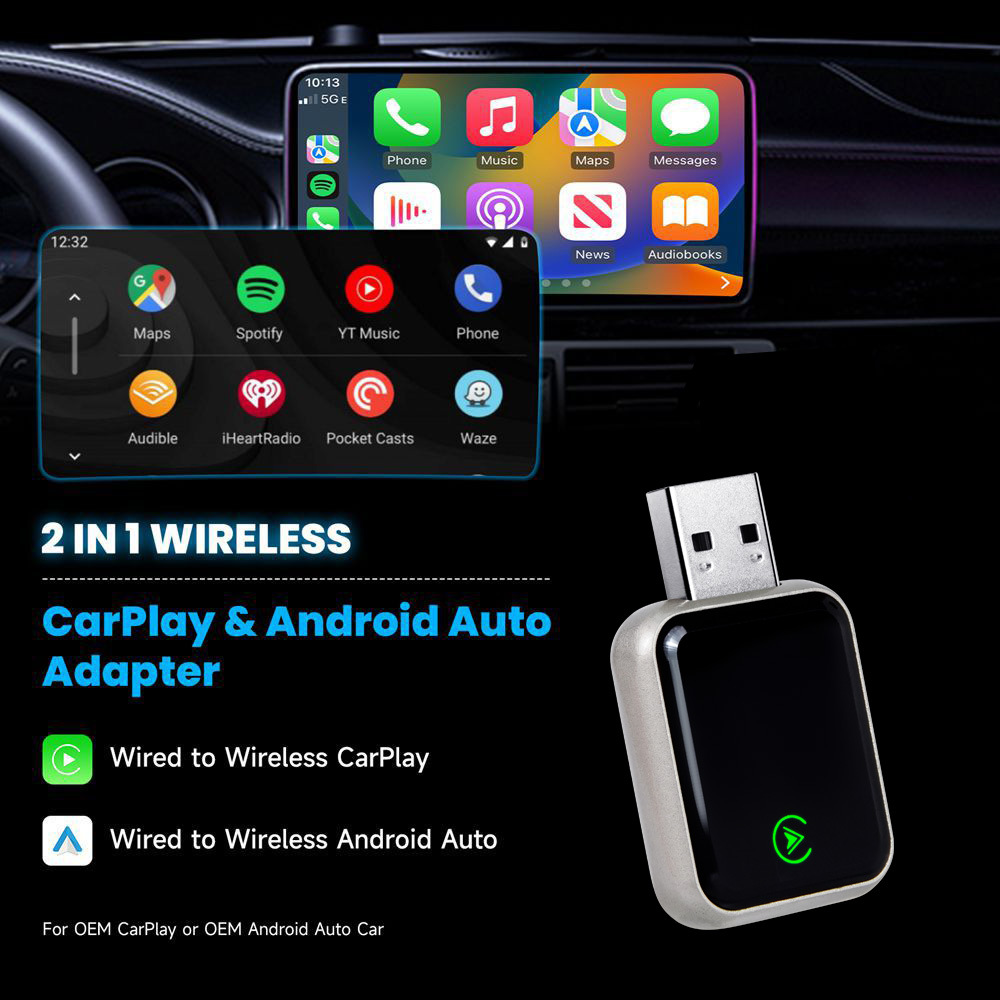 Amazon's Popular Wireless Carplay Adapter Android Auto Two-In-One USB Car Audio Converter