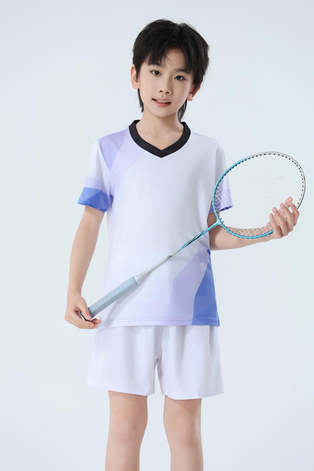 Nuevo set de bádminton transpirable de secado rápido hombre y mujer V-collar chaqueta deportiva para niños adultos con impresión personalizada image 8