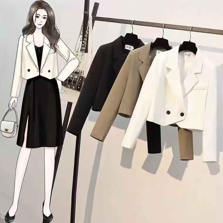 Plus Size Women's 2025 Spring & Fall New Slim Short Suit Jacket for Fat Girls Loose and Versatile Tops for Small People Plus Size Women's 2025 Spring & Fall New Slim Short Suit Jacket for Fat Girls Loose and Versatile Tops for Small People