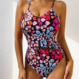 2025年跨境欧美新款印花比基尼外贸bikini泳衣女性感连体修身泳装