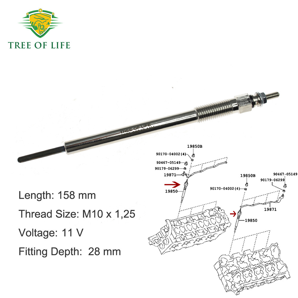 19850-0R020, 19850-26010 are suitable for the new dual-core heated glow plug of Toyota Corolla