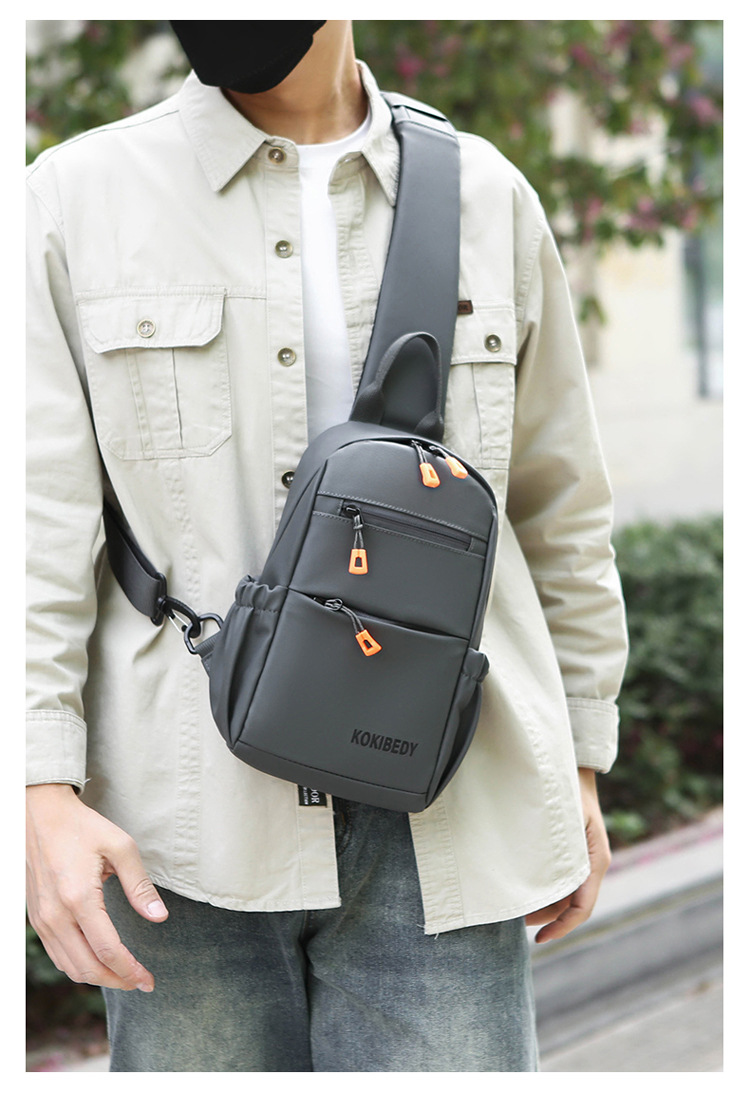 Trendy men's chest bag, water-resistant crossbody bag, casual single-shoulder backpack, fashionable business bag, multi-functional men's bag, cross-border undefined