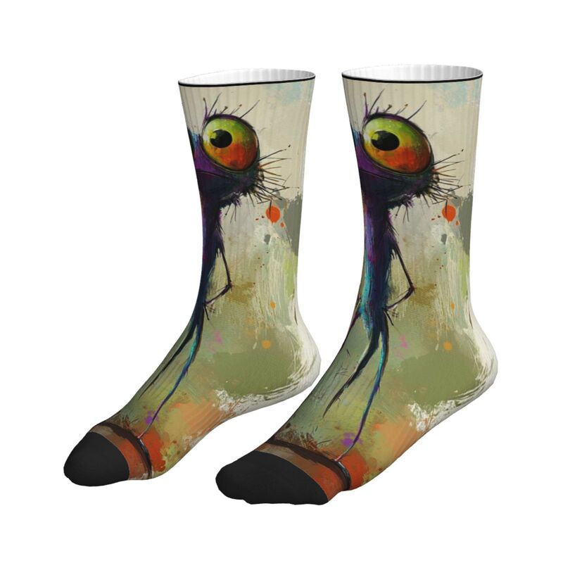 Pod Printed Cross-Border Socks Exclusively for Dark Graffiti Style Big-Eyed Slender Monster Art Illustration Mid-Calf Socks Pod Printed Cross-Border Socks Exclusively for Dark Graffiti Style Big-Eyed Slender Monster Art Illustration Mid-Calf Socks