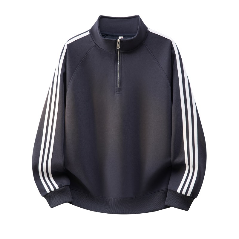Primavera y otoño de hombre tres barras juego deportivo de cuello vertical medio cremallera camiseta pantalones de dos piezas juego de ropa deportiva de carrera casual