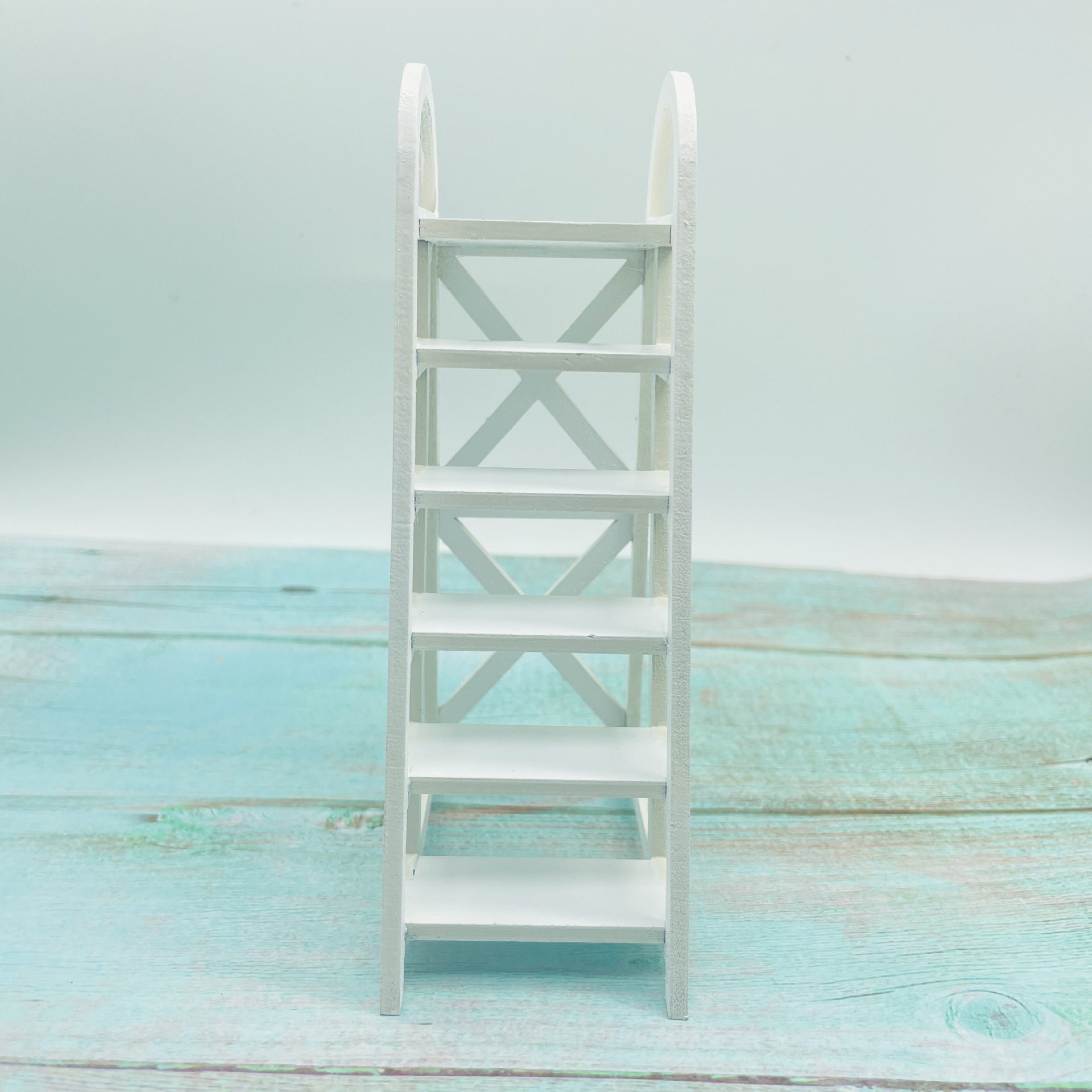 Miniature dollhouse furniture, 12-point ladder, pretend play scene accessories, DIY wooden toys and crafts