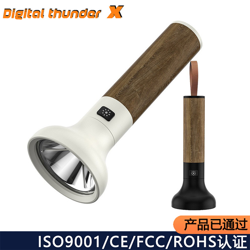 Luz de enfoque fijo transfronterizo retro linterna estética USB recargable linterna de aleación de aluminio salida de reflector linterna pequeña