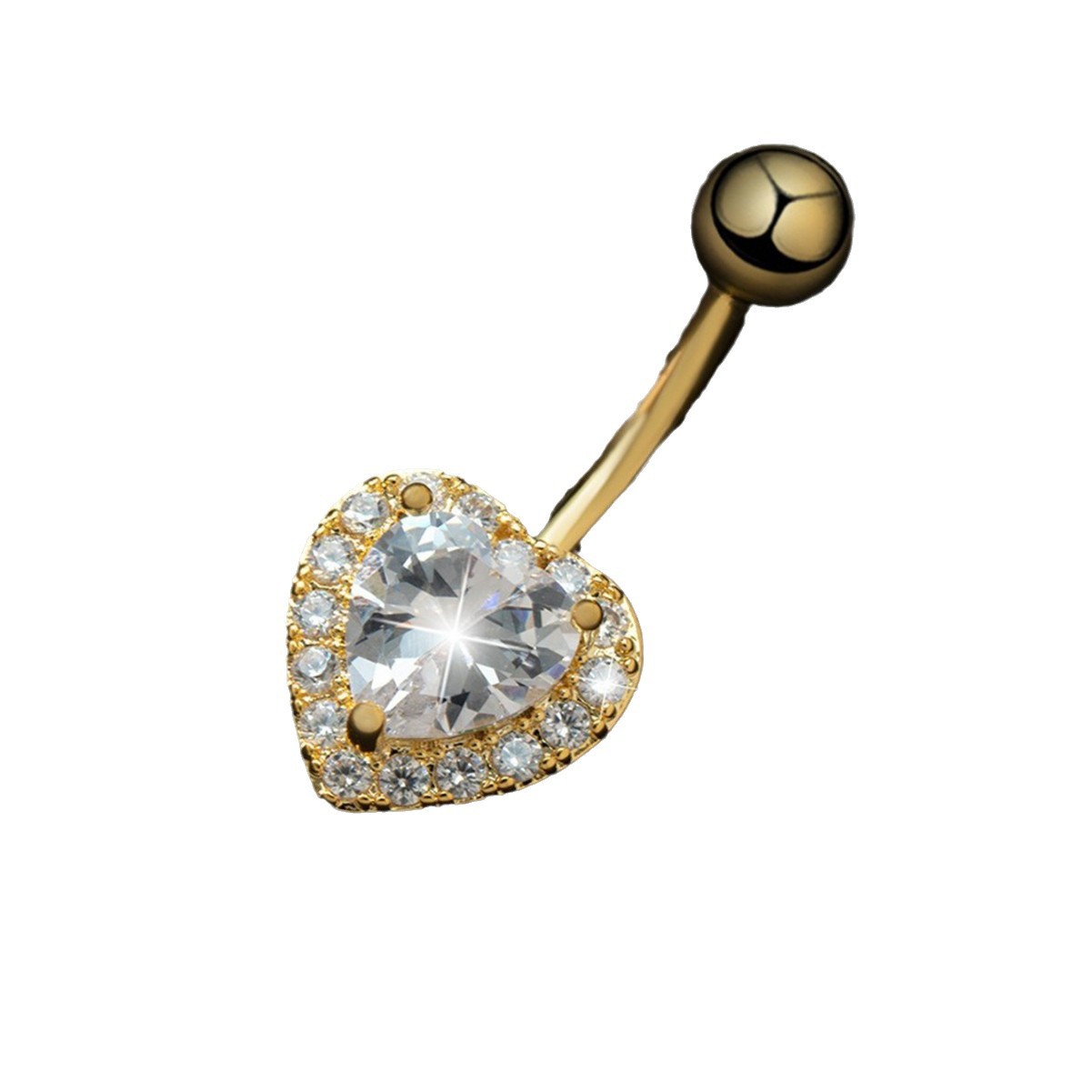 Piercing nombril cœur en zircon bijou de corps élégant chic_voghion.com