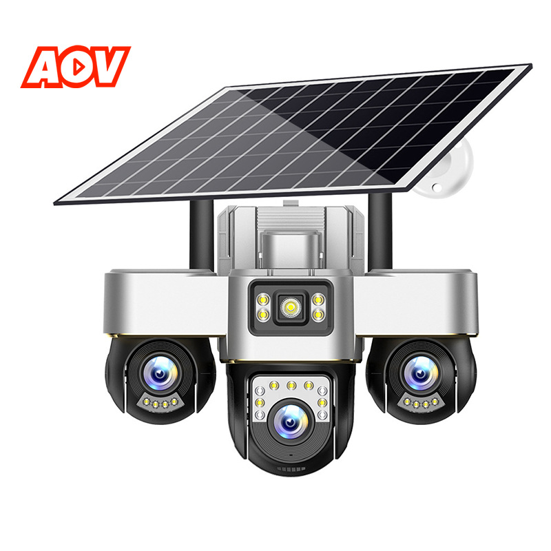 V380pro cámara AOV batería solar 4G hogar 24 horas de video al aire libre impermeable tres pantallas de monitoreo