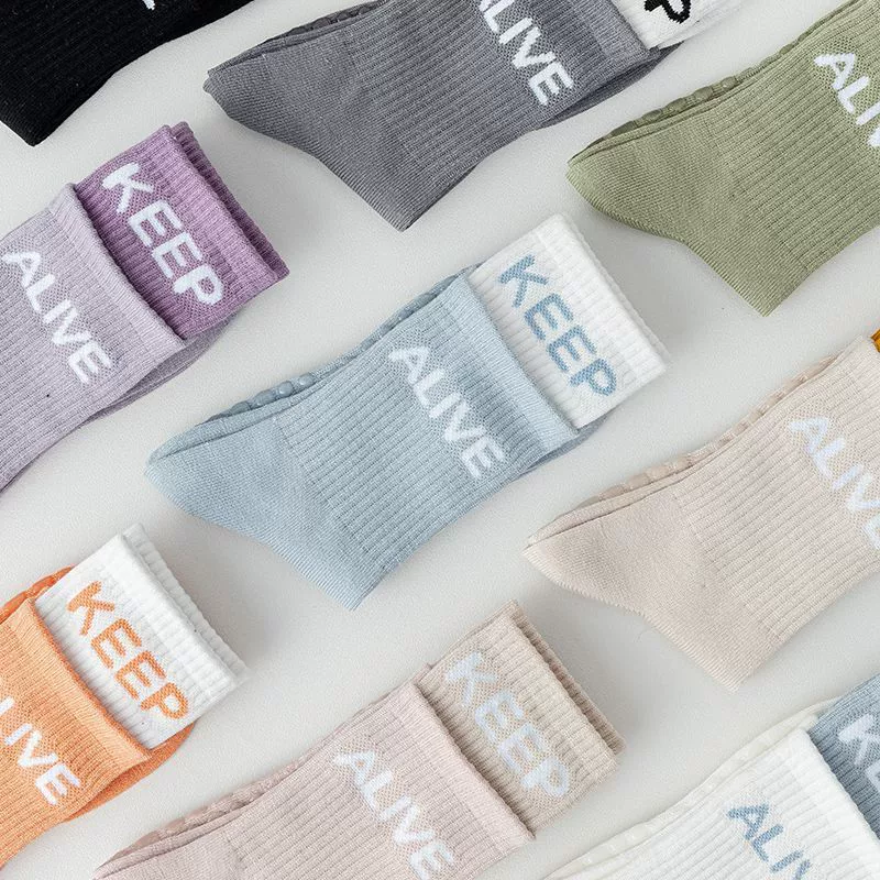 Демисезонные дышащие нескользящие гольфы для йоги и зала, средней длины