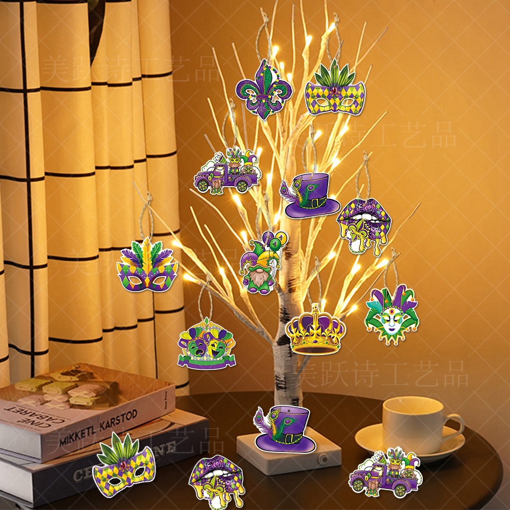 2024 carnaval decoración etiqueta MARDI GRAS colgante brasileño bola máscara atmósfera decoración suministros