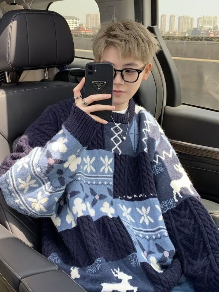 Suéter grueso de invierno de otoño e invierno para hombres, tendencia coreana, suéter de punto japonés suelto, chaqueta de suéter perezoso estilo Hong Kong