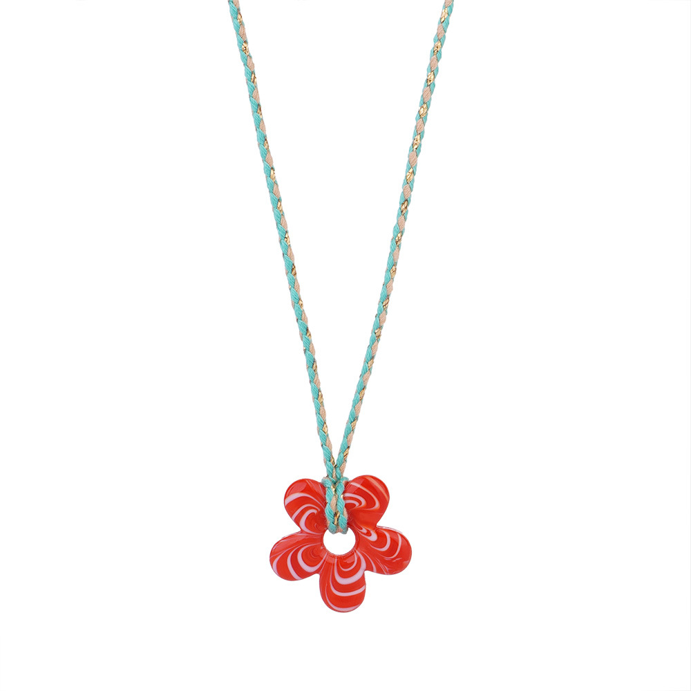 10g Weight glass Pendant Material Pendant Necklace Classification rope Chain Material Woven Chain Chain Type 1 Piece Quantity Holiday, Daily Occasion glass, rope Material Flower Pattern Women's Gender Plating Design Vintage Style, Classic Style Style Vintage Style Classic Style Flower Glass Rope Woven Chain Pendant Necklaces Wholesale 8