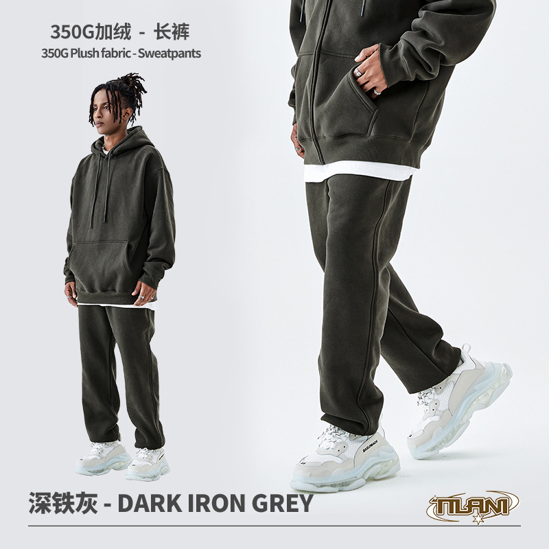 Pantalones Deportivos TILANI para Hombre, Colección Otoño-Invierno 25, Modelo Dopamine 350G, Forrados de Felpa, Gruesos, Holgados, Unisex, Color Sólido, Ropa Transfronteriza al por Mayor