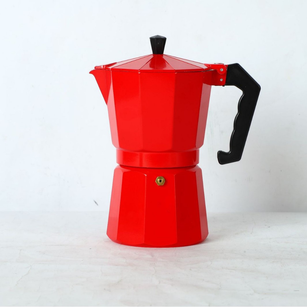 Cafetera moka italiana de aluminio de doble válvula, estilo europeo, octogonal, popular transfronterizamente.