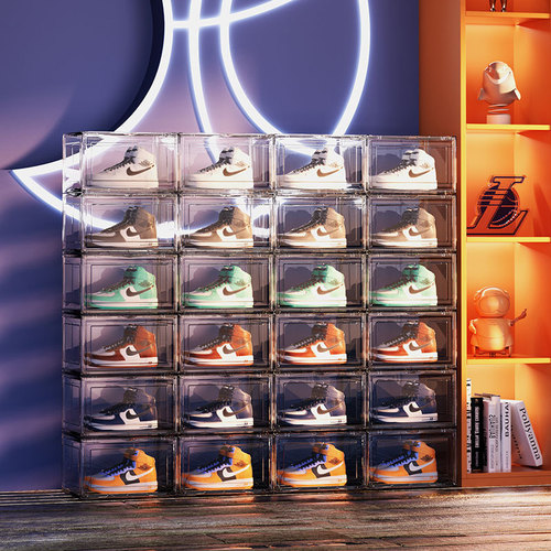 Shoe storage box dust-proof and moisture-proof sneaker ajPET transparent shoe box bag figure display blind box storage box