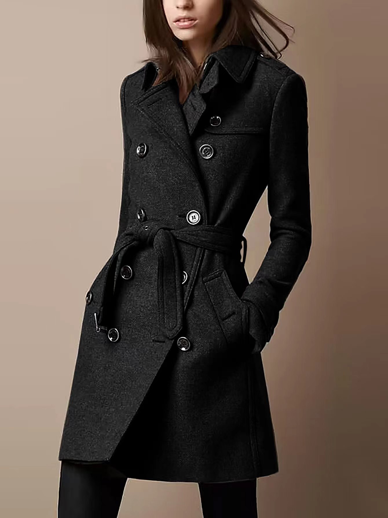 Abrigo casual cruzado de otoño e invierno 2023 para niña, ropa de mujer_voghion.com