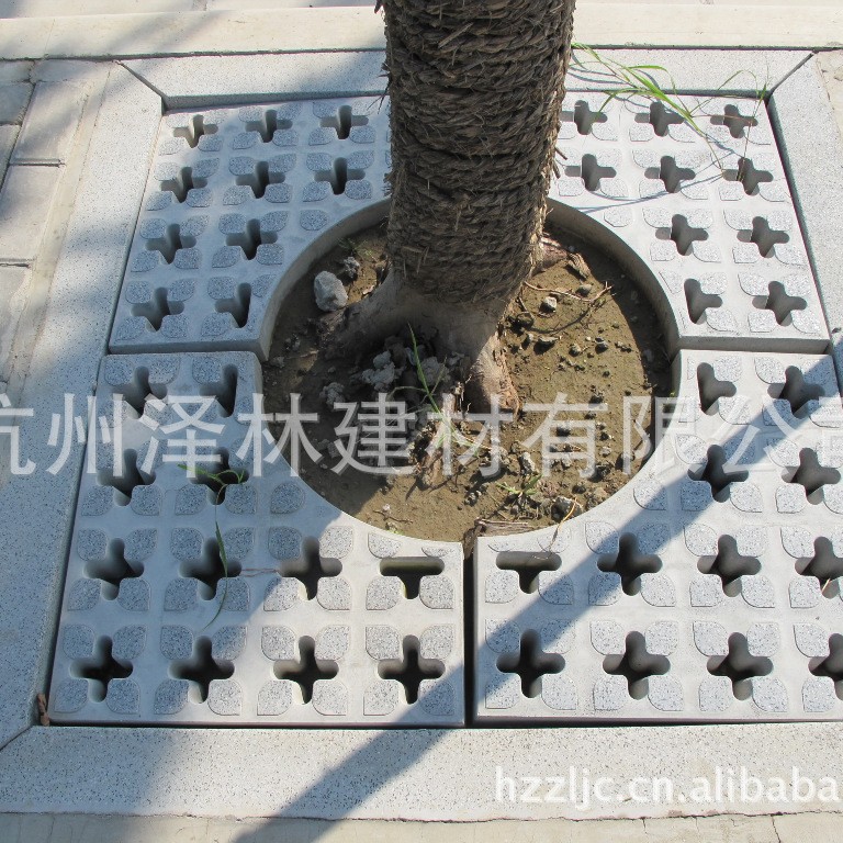 PC砖1200*1200*60仿花岗岩G654芝麻灰树围树盖树穴