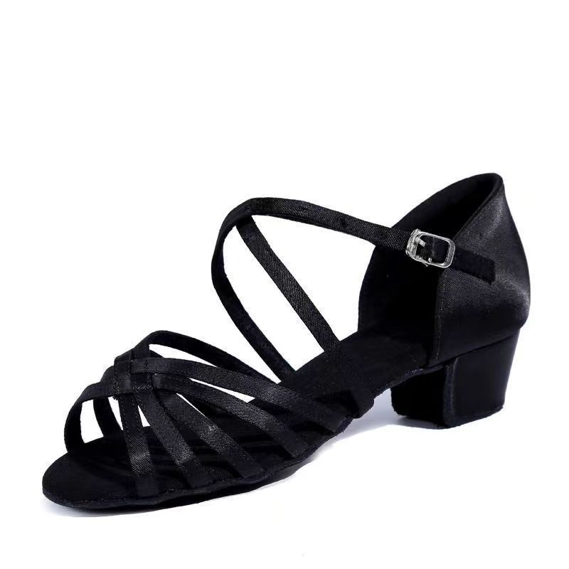 Scissors Stone professional Latin dance shoes for girls, children, and beginners, available in white, black, and skin color