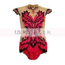 LIUHUO新款儿童艺术体操演出服啦啦操服成人艺术体操比赛服红色
