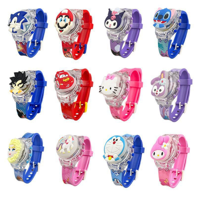 Sanrio, детские мультяшные музыкальные часы, цифровые часы, игрушка для мальчиков и девочек для детского сада, мигающий свет, подарок на день рождения