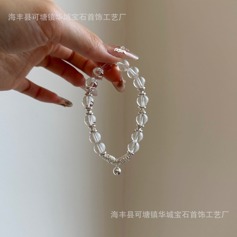ナチュラルホワイトクリスタルブレスレットホワイトウォータービーズデザインさわやかな氷透明レディースクリスタルブレスレットクリスタルS925シルバー|undefined