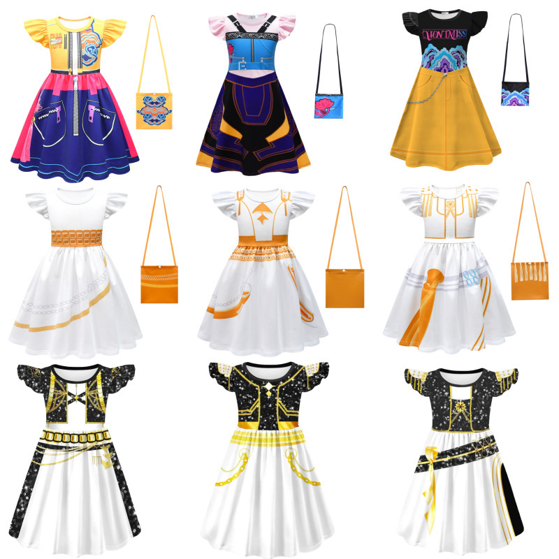Hunter Witch Group K-Pop Rumi Zoy Mirra Children's Flying Sleeve Dress 3D Digital Printed Dress Factory Direct Sales