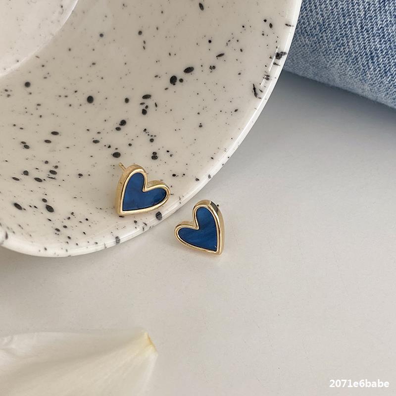 Simple Style Blue Heart Shape 925 Silver  Earrings display picture 3