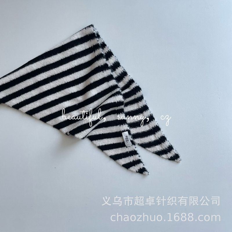 儿童时髦配饰春秋冬多用洋气条纹针织披肩三角巾小围脖领巾|undefined
