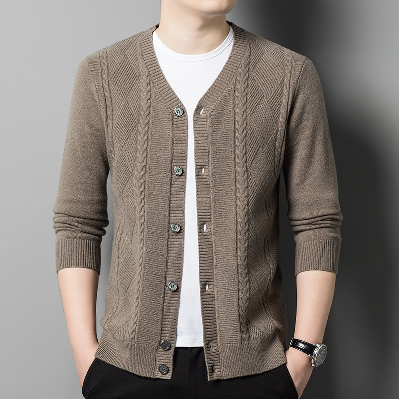 Pull en laine à col mi-haut pour homme, décontracté, à capuche, à manches longues, tendance, hiver 2024_voghion.com