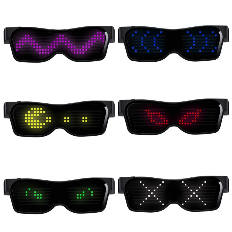 USB carga Internet celebridad fiesta bar Bluetooth discoteca gafas de luz azul APP de cuatro colores gafas de colores gafas luminosas