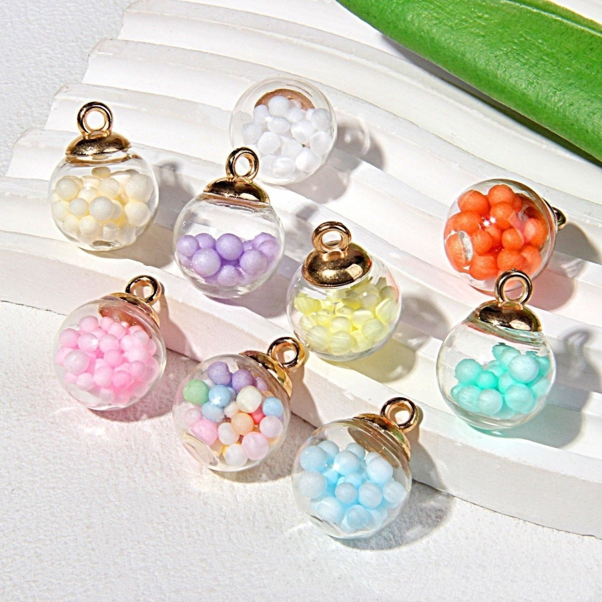 Botella de vidrio de burbuja transparente, bola de vidrio de color de ensueño, joyería para el cabello diy, pulsera, colgante, llavero