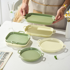 奶呼呼北歐陶瓷雙耳盤子菜盤家用餐盤創意點心盤網紅雙耳盤壽司盤