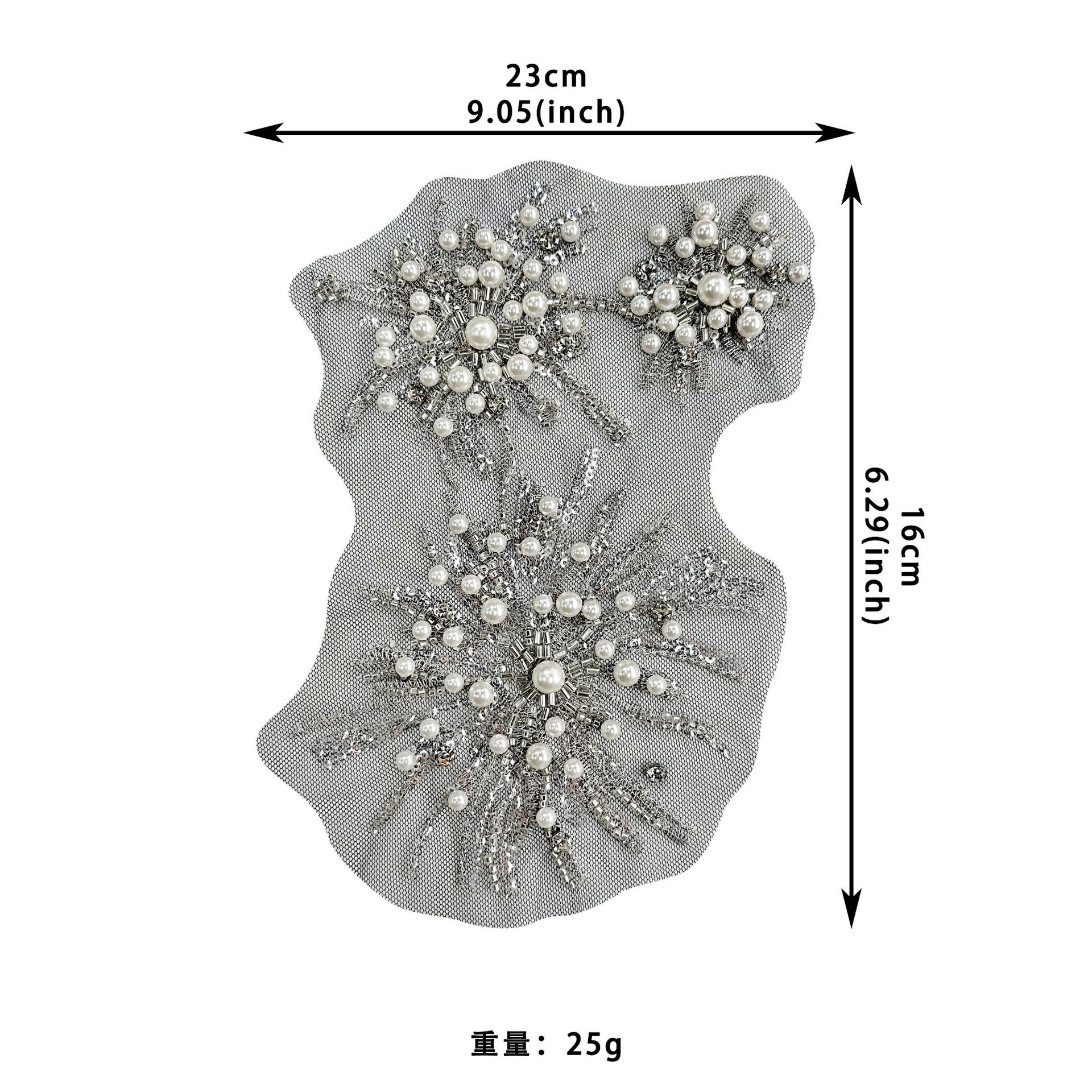 Industria pesada plata sequinilla perla tela de moda hecha a mano DIY ropa de mujer vestido camisa abrigo flores decorativas image 6
