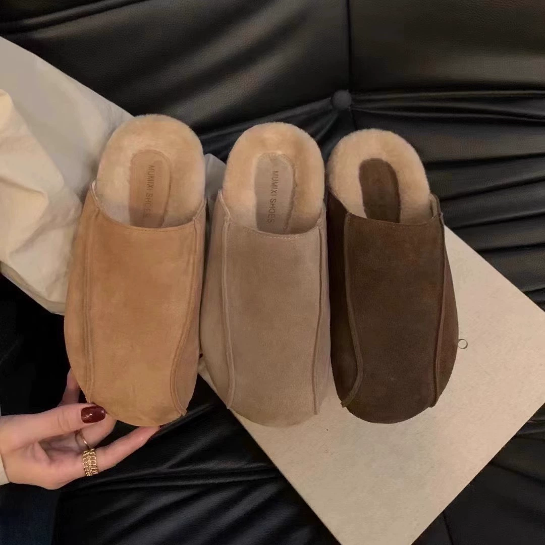 Женские туфли Birkenstock из натуральной кожи, новинка осенне-зимнего сезона 2025 года, на флисовой подкладке, на толстой подошве, без застежек, с закрытым носком, полутапочки, для улицы, в ретро-стиле.