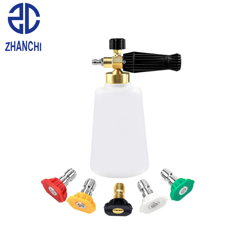 厂家直销高压清洗机PA泡沫壶1.5升全铜可调节泡沫喷壶洗车机枪头