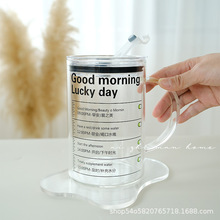 耐热ins网红大容量耐高温高硼硅玻璃加薪水杯带盖带吸管杯子批发