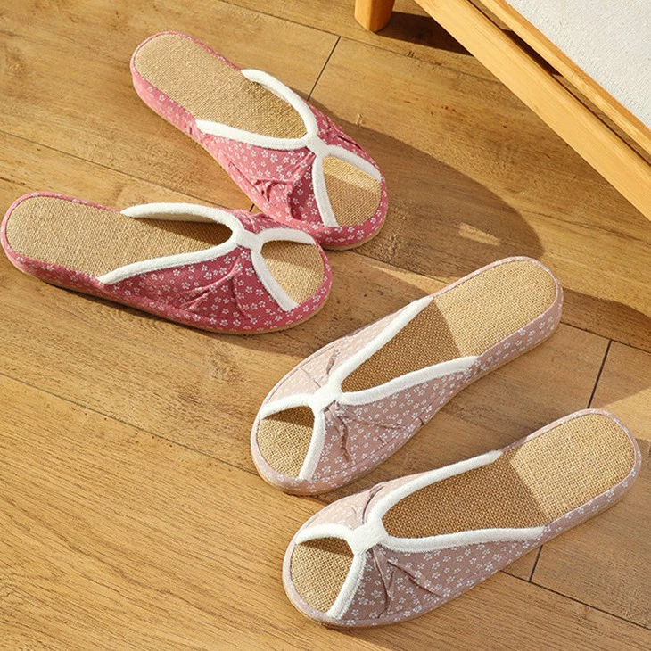 Прямая продажа новый хлопок и бант дамы летние тапочки розовые цветочные домашние напольные тапочки