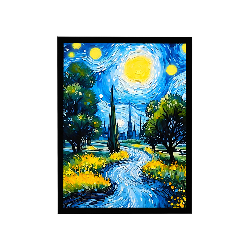 ゴッホ北欧壁画オーディオ絵画装飾画Bluetoothスピーカー壁画アルミ合金額縁ライト絵画リビングルーム掛け絵|undefined