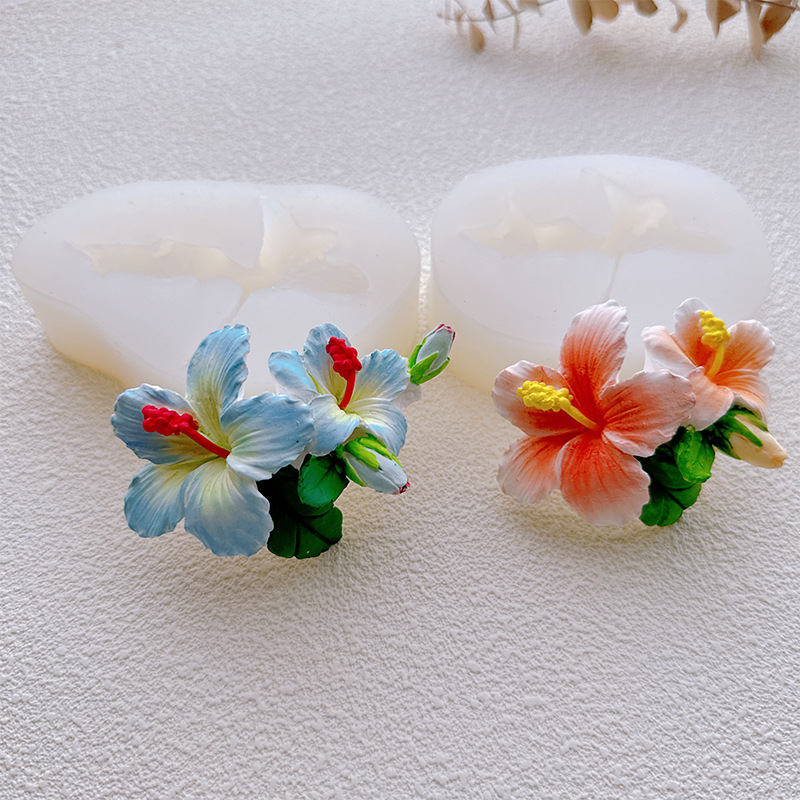 Serie de flores Osmanthus con aroma dulce, flor de durazno, flor de durazno, flor de hibisco, molde de silicona, vela de aromaterapia de epoxi hecha a mano creativa