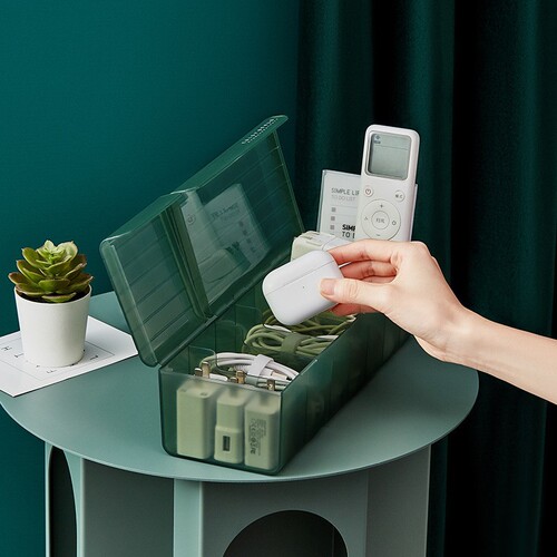 Covered data cable storage box power charging cable organizer mobile phone charger desktop cable box dormitory cable manager