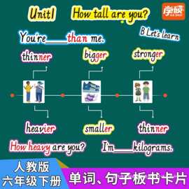 PEP人教版小学英语6六年级下册云朵字单词卡片图片句子型闪卡板书