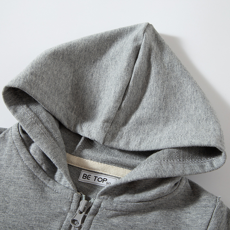 2024 estilo coreano nuevo otoño abrigo de los niños cremallera con capucha camisa bebé suéter algodón ropa al por mayor entrega