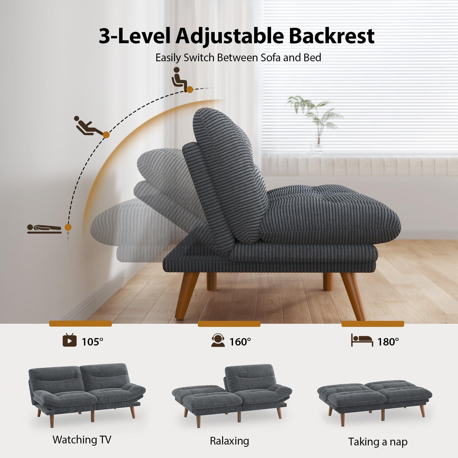 Exportación transfronteriza semi-compresible sofá cama plegable de doble propósito sala de estar pequeño tipo respaldo ajustable sofá empaque y envío