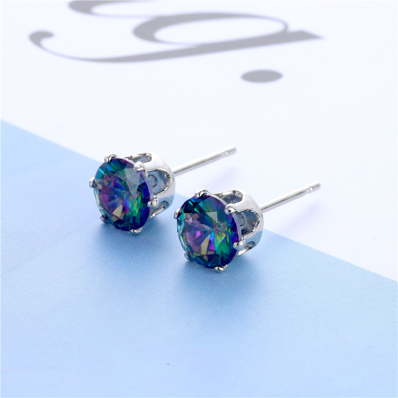 Wholesale Jewelry Color Round Zircon Stainless Steel Stud Earrings Nihaojewelry display picture 8
