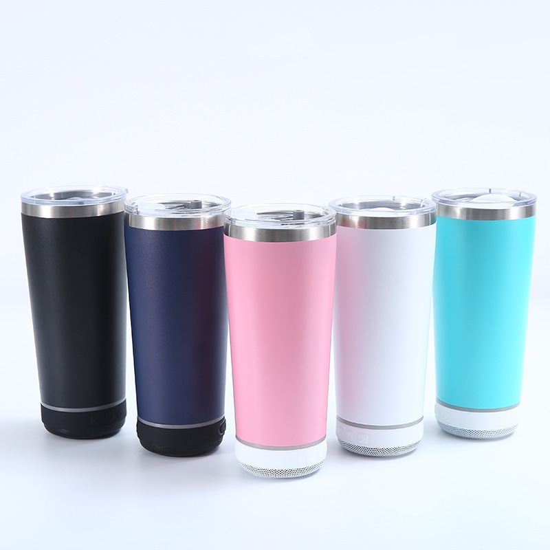 Transfronterizos para música Bluetooth inteligente 304 taza de acero inoxidable 20oz taza de música de automóvil taza corporal recta de negocios