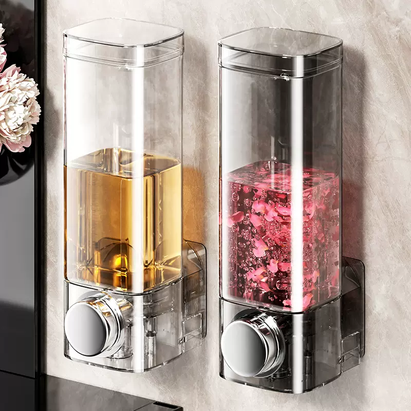 卫生间皂液器壁挂式免打孔浴室洗手液按压洗发水墙上沐浴液挂壁器