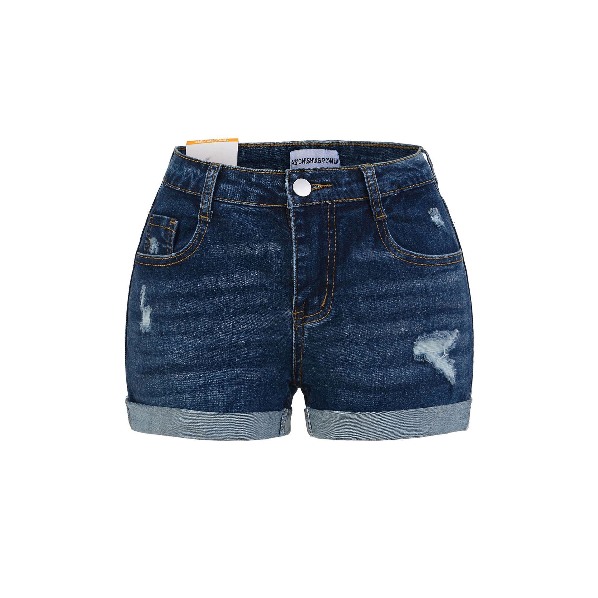 254-欧美风辣妹性感一粒扣休闲热裤女2025新款显瘦拉链牛仔短裤