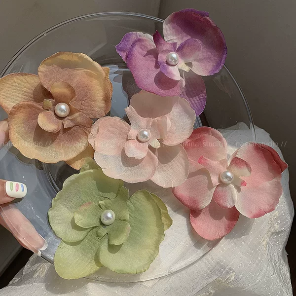 Gradient Phalaenopsis Pearl Hairpin Super Fairy Atmosphere Flower Headdress Side Hairpin Hairpin Photo Bangs for Women