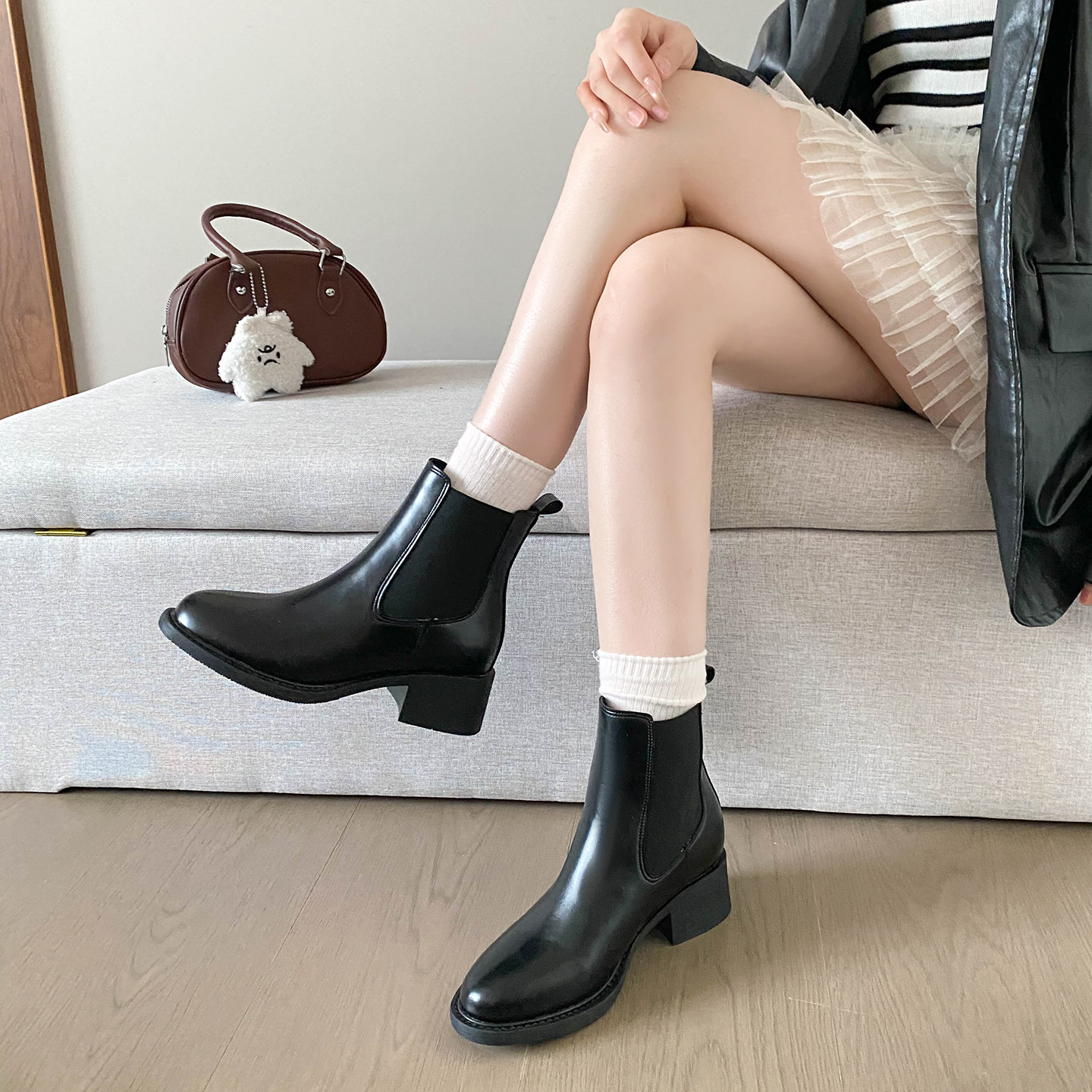 Elegante Damen Stiefeletten Mit Blockabsatz Und Warmfutter_voghion.com